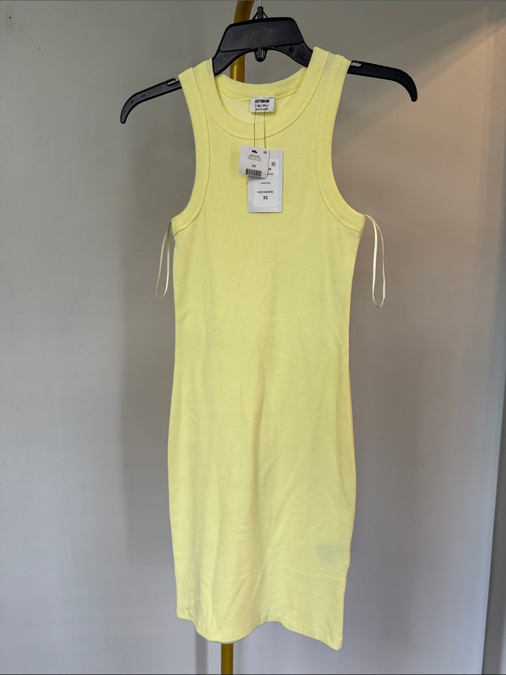 Cotton On Lemon Yellow Ribbed Tank Dress NWT XS